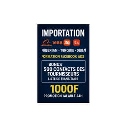 Pack de formation sur l’importance Chine ( alibaba ; pindodo ; 1688 ..) ; Dubaï ; Turquie ; nigérian