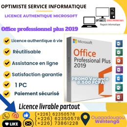 Office professionnel plus 2019 à vie
