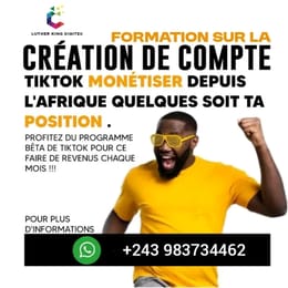 Formation de création de compte tiktok monétiser