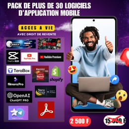 Mega Pack de plus de 30 applications mobile premium+ accès a vie + avec droit de revente