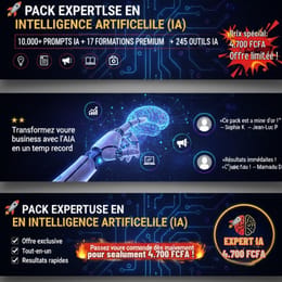PACK EXPERTISE EN INTELLIGENCE ARTIFICIELLE(IA) : 10.000+ PROMPTS IA + 17 FORMATIONS IA + 245 OUTILS