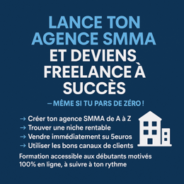 Formation complète + création d’une agence SMMA (Social Media Marketing Agency) :
