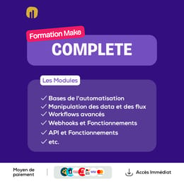 Make - Apprenez l'Automatisation sans écrire zéro ligne de code — Cours complets