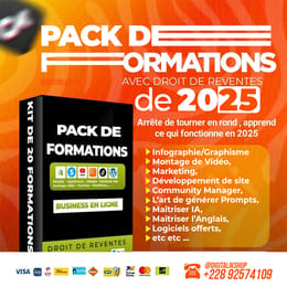 Pack de plusieurs Formation 2025 + logiciels offerts + Coaching + Droit de revente