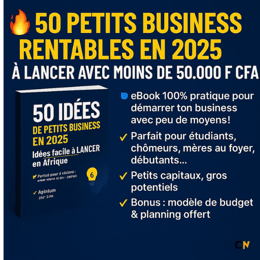 50 Idées de Petits Business Rentables à Lancer Avec Moins de 50.000 F CFA