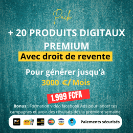 Le Pack de 20 produits digitaux premium + Droit de revente