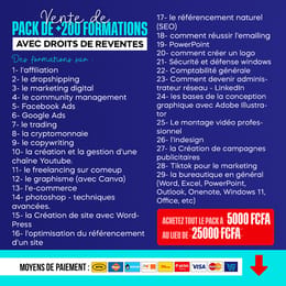 🔥 PACK EXCEPTIONNEL : +200 FORMATIONS AVEC DROITS DE REVENTE ! 🔥