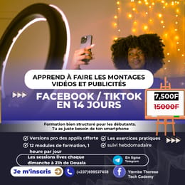 Formation montage vidéo et publicité Facebook Tiktok