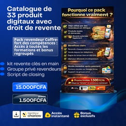 Catalogue Ultime de 33 Produits Digitaux – Droit de Revente Inclus + Bonus Exclusifs