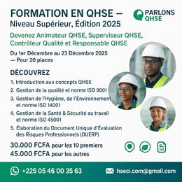 Formation Devenir Animateur QHSE, Superviseur QHSE, Contrôleur Qualité et Responsable QHSE