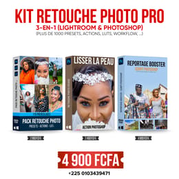 KIT RETOUCHE PHOTO PRO – Lightroom & Photoshop (3 en 1 Plus de 1000 ressources)