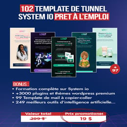 Créez facilement vos tunnels de vente avec nos 102 Template de tunnels System io prêt à l'emploi