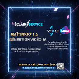 Formation en génération de vidéo IA Veo3 et Sora : Techniques avancées et pratiques incluses