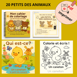 Mon cahier de coloriage: LES PETITS DES ANIMAUX