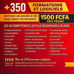 Découvre le Pack Ultime : +350 Formations (vidéos) + 100 Logiciels Premium