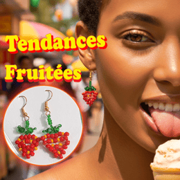 Boucle d'oreilles en perles Fraise fait main