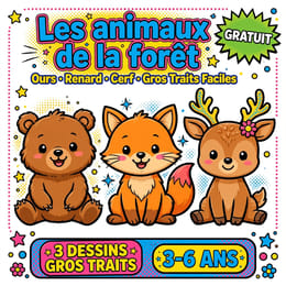 Mon Cahier de Coloriage - Les Animaux de la Forêt - Ours, Renard, Cerf | 3-6 ans [GRATUIT]