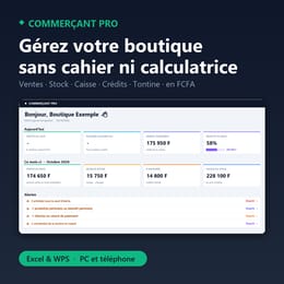 Commerçant Pro – Logiciel de gestion de boutique (Excel, FCFA)