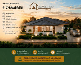 Projet d’une Maison Moderne de 4 chambres - Pack de plans et documents techniques