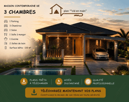 Projet d’une Maison Contemporaine de 3 Chambres – Pack Documents Techniques Complets