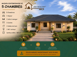 Plan de maison Contemporaine Haut de Gamme de 5 chambres - Dossier Technique Complet