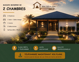 Projet d’une Maison Moderne de 2 Chambres – Documents Techniques Complets