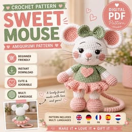Sweet Mouse Crochet Pattern PDF | Cute Amigurumi Mouse Doll | Ballerina Mouse Plush