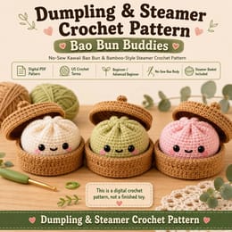 Dumpling & Steamer Crochet Pattern, The Viral No Sew Dumpling Plushie Pattern