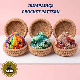 Dumpling & Steamer Crochet Pattern, The Viral No Sew Dumpling Plushie Pattern,