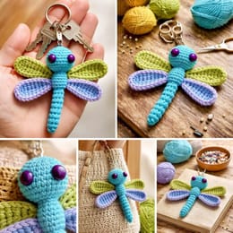 Dragonfly Keychain Crochet Pattern PDF | Amigurumi Dragonfly Pattern | Cute Bug Keychain