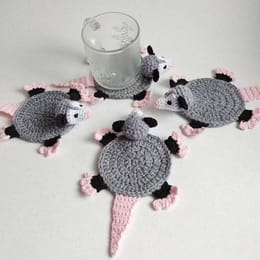 Opossum Crochet Pattern PDF | Amigurumi Opossum Coaster Pattern | Woodland Animal Mug Rug