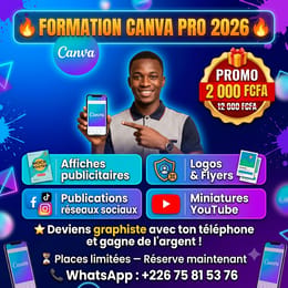 Formation Canva Pro 2026 : Deviens Graphiste avec ton Téléphone !
