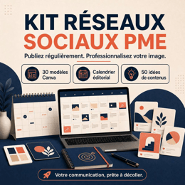 Kit réseaux sociaux PME : 30 modèles Canva, calendrier éditorial et 50 idées de contenus