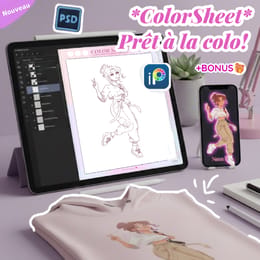 ✨Colorsheet Créatif PSD Smart Layers + PNG HD & Illustration Pop Imprimable🎁