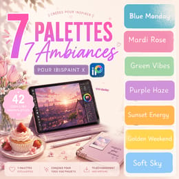 ✨ Pack 7 palettes 1 semaine 7 ambiances – IbisPaint X – 42 couleurs