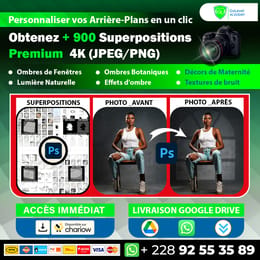 Kit Superposition Photo Pro ( + 900 Superpositions d'ombre premium 4K  (JPEG/PNG) + Formations .