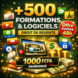 MÉGA RESSOURCES : +500 FORMATIONS ET LOGICIELS AVEC DROIT DE REVENTE. Accès à vie sur Google drive.