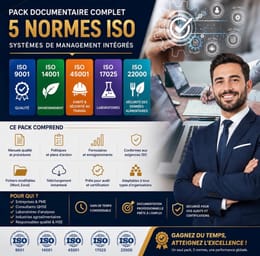 Pack ISO Complet | 05 normes ISO 2026 ( 9001, 14001, 45001, 17025, 22000) Modèles QHSE & Audits