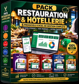 PACK RESTAURATION & HÔTELLERIE — 5 Progiciels Excel de Gestion Complète