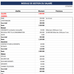 Module de gestion SALAIRE