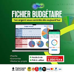 Fichier budgétaire – Tableau budget mensuel et annuel – Suivi des finances