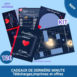 Kit cartes saint Valentin constellation d'amour