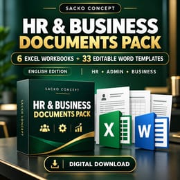 HR & Business Documents Pack — 33 Editable Word Templates + 6 Excel Files | English Edition