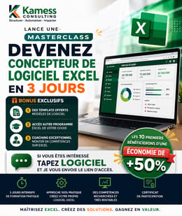 MasterClass : Devenez Concepteur de Logiciel Excel en 3 jours