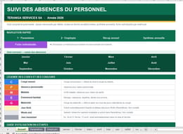 OUTIL DE SUIVI DES ABSENCES DU PERSONNEL: Congés, Maladie, Personnel, Événement Familial, Maternité