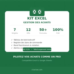 Dashboard Excel — Gestion des Achats