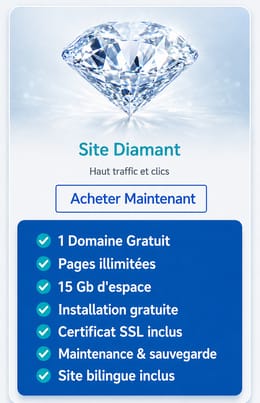 Création et Hébergement d'un  Site Web Diamant/ 1 An