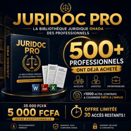 JURIDOC PRO — La Bibliothèque Juridique des Professionnels OHADA (+1 000 Actes,Contrats,Courriers)