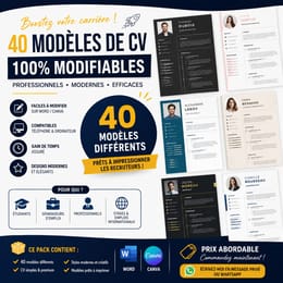 40 Modèles Professionnels de CV Modifiables : Augmentez vos Chances d’Emploi