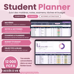 STUDENT PLANNER -UN fichier automatique parfait pour ton année scolaire